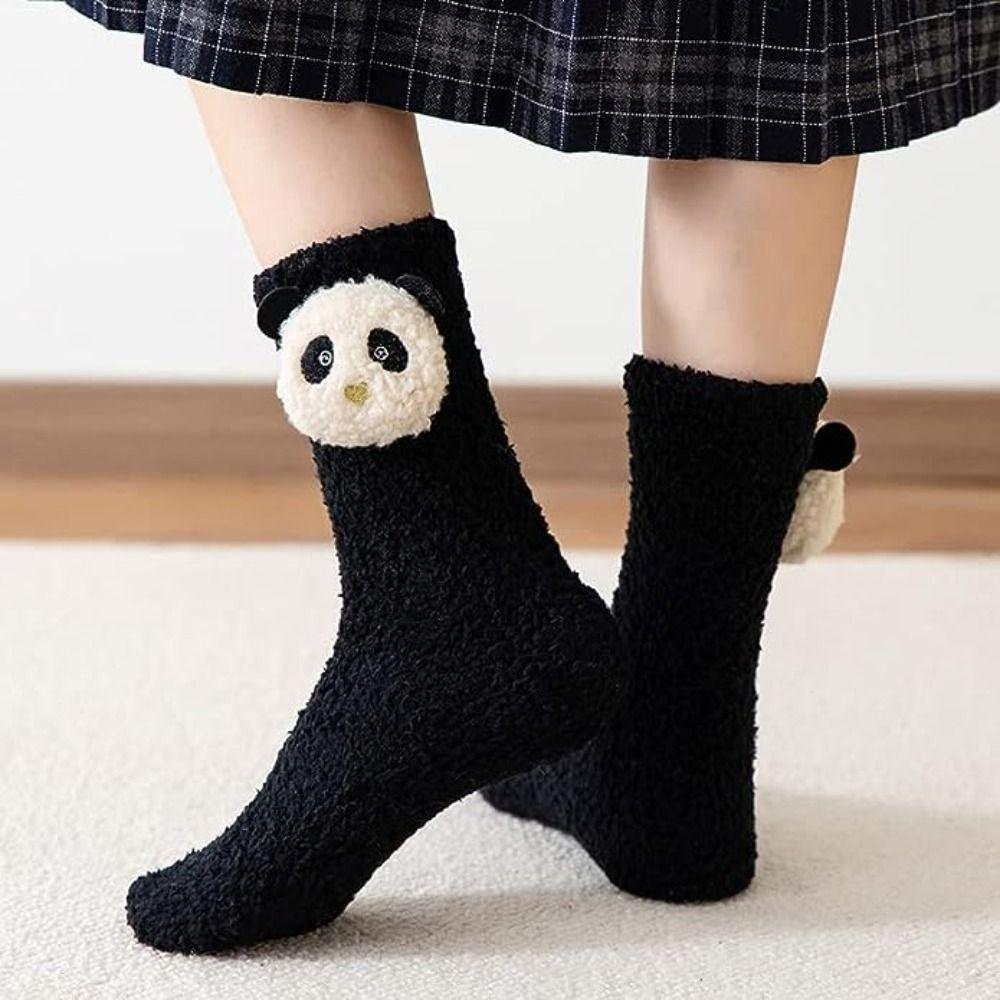 Warm 3D Animal Cartoon Socks Soft Coral Fleece Fluffy Animal Plush Socks Floor Socks  Women Girls
