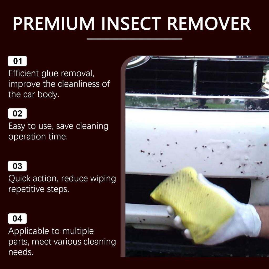 Premium Insect Remover Spray for Cars, Extra Strong Formula, 120ml, Fast Acting Bug Cleaner for Paint, Glass, Plastic, with Microfiber Cloth Included