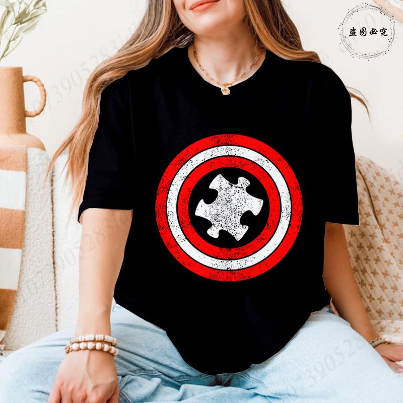 Autismus-Bewusstsein T-Shirts für Unisex: Schild Puzzle-Stück Grafik Kurzarm-Oberteile 2026 Trendige Lässige Mode Tägliche Wear T-Shirts