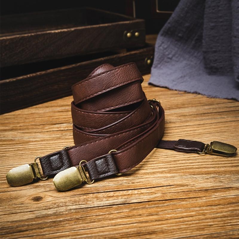 Old Fashion PU-läder Hängslen Bälte Med Elastiskt Band För Vuxna Tonåringar Unisex Olika Kläder Och Tillfällen Utklädning