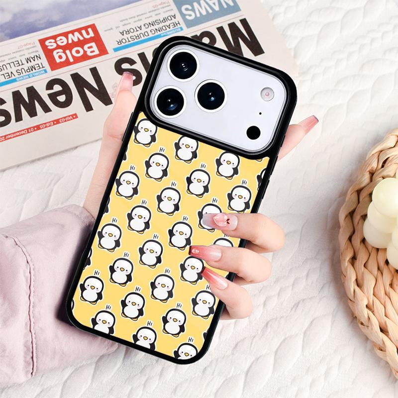 Cute Penguin Pattern Phone Case For IPhone 17 16e 15 14 13 12 11 Pro Max Air Mini Soft Protective Cover