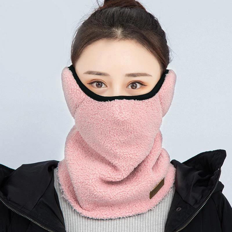 Winter Beanie Hat for Women Coral Fleece Cap Camping Outdoor Sports Thick Neck Scarf Ear Caps Balaclava Mask Bonnet Hats Masks