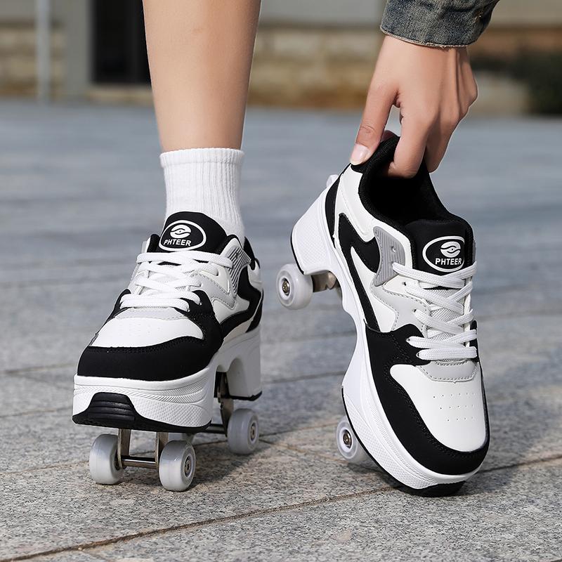 Kinder Rollschuh-Sneaker mit Doppelrollen für Jungen / Mädchen Verformbare Schuhe Rollschuhschuhe