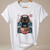 RaUnisex Cat TShirt Unisex Funny Short Sleeve Graphic T Shirts Japanese Cat Printed Kitty Tops Summer Round Neck Cat Lover Tees