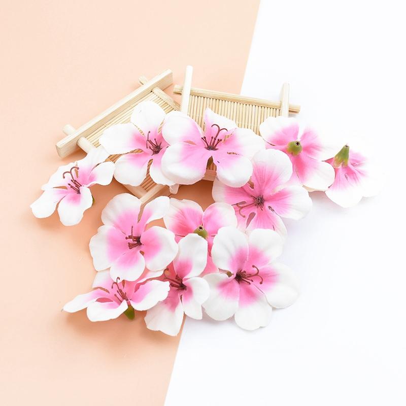 50/100PCS Artificial Flowers Silk Orchid Head Fake Cherry Flower Wall Wedding Home Decor Scrapbook Diy Gifts Candy Boxes Bouquet