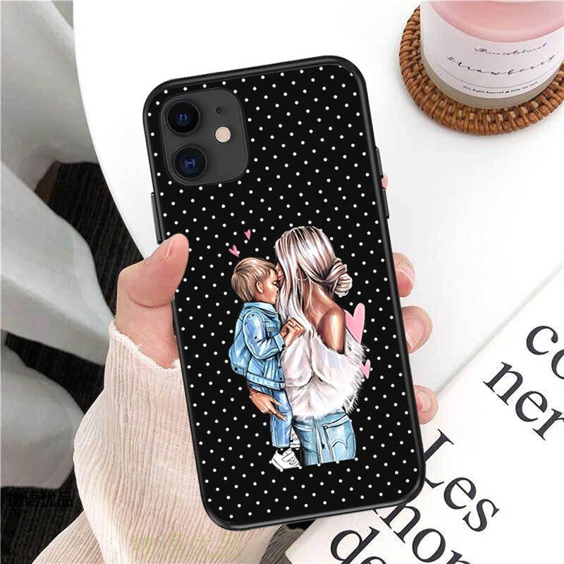 

Силиконовый чехол для телефона Super Baby Mom Girl Boy для iPhone 13 12 11 Pro Max Mini XR 7 8 6 6s Plus SE 2020 X XS Max, черный мягкий чехол iphone 12