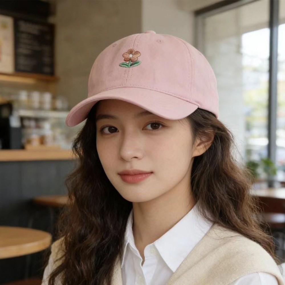 Korean Style Flower Baseball Cap Adjustable Sunshade Casquette Embroidered Peaked Hat  Sports
