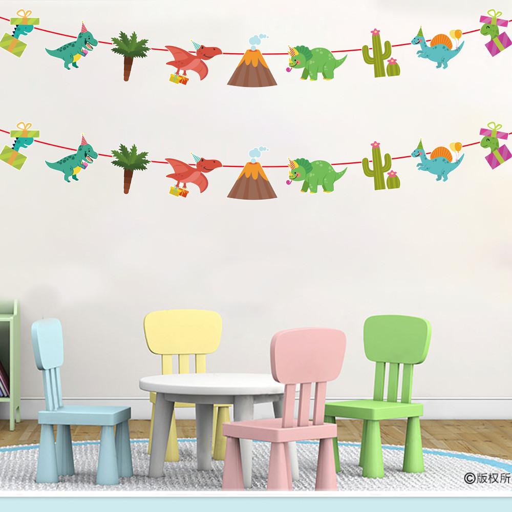 Birthday Energetic Hawaiian Decorating Kit With Colorful Paper Streamers And Triangle Flags For Events