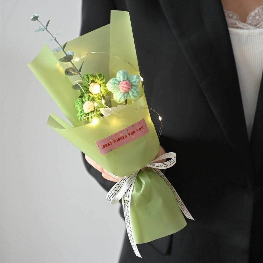 LED Lights Crochet Flowers Bouquet Glowing Eternal Simulated Flowers  Wedding Decor