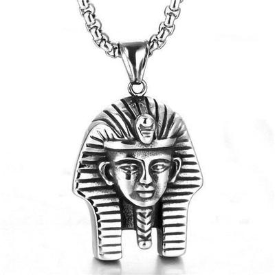 Fashionable Retro Titanium Steel Necklace for Men, Egyptian Pharaoh Lion Body and Human Face Pendant, Domineering