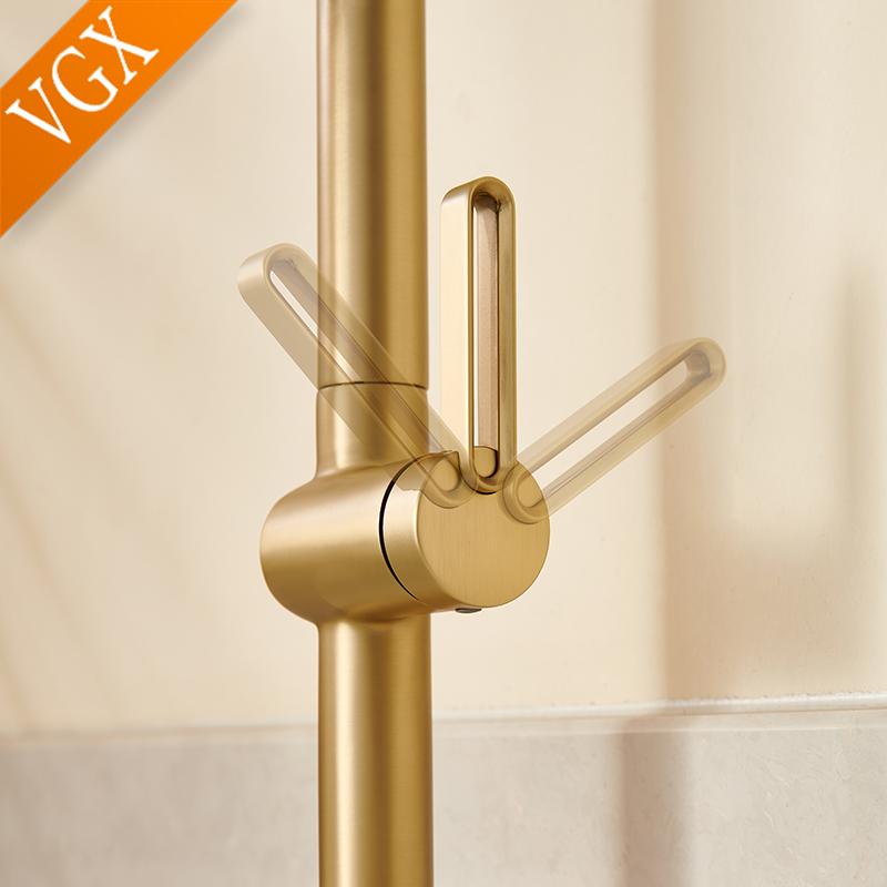 VGX Kitchen Faucet Sink Faucets Rubber Pull Down Stream Sprayer Taps Rotatable Kitchen Mixer Water Tap Hot Cold Crane Brass Gold