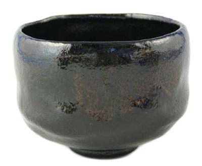 Matsuraku Kiln Matcha Bowl In a Gift Black Raku TSN691 Kyoto-yaki, Kiyomizu-yaki, (presented Box)