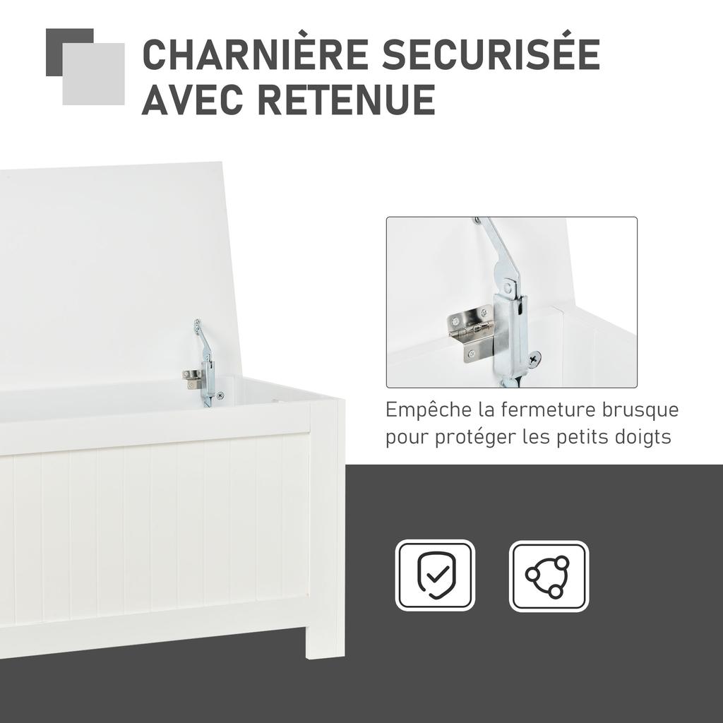 Lift Top Storage Chest Toy Box Organizer with Lid and Safety Hinges for Bedroom Entryway Living Room - White