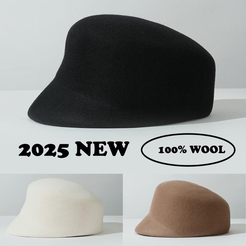Autumn Winter French Retro Top Fedora Hat Foreign Short Brim Wool Beret Cap Retro Dome Woolen Equestrian Hat Hard Form