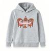 Kids Boys Girls Hooded Sweatshirt, Cute Cartoon Cat Afternoon Tea Print Casual Pullover Hoodie, Soft Warm Long Sleeve Top for Daily Wear and School Gi