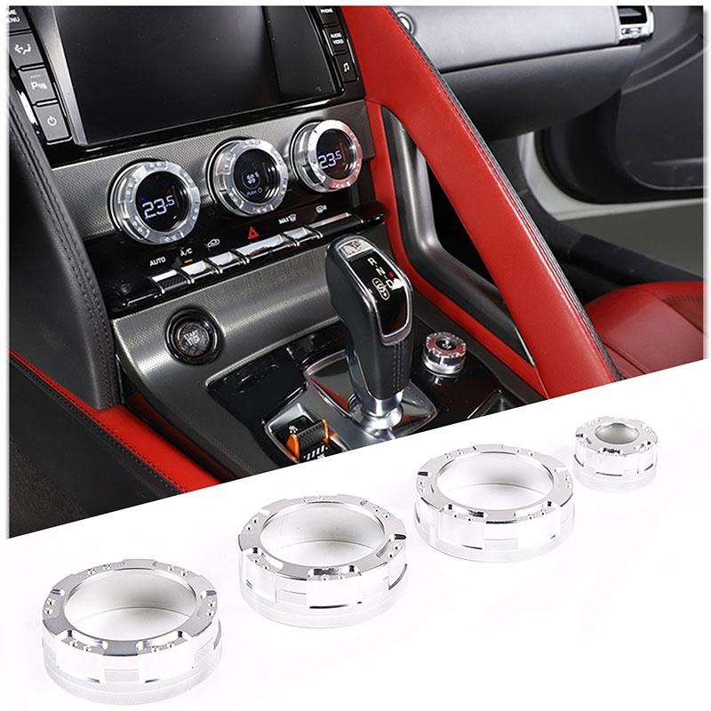 For Jaguar F-TYPE 2013-2026 Aluminium alloy Center Console Air Conditioner Volume Knob Switch Circles Trim Interior Accessories