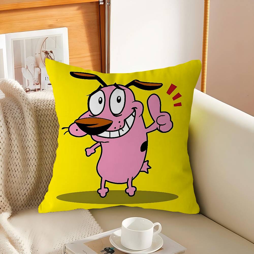Cute Courage The C-Cowardly Dog Pillow Covers Cartoon Sofa Decorative Home Double-sided Printing Short Plush Cute Cushion Cover