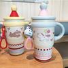 Pink Girl Heart Insulated Travel Mug With Handle And Straw For Daily Hydration