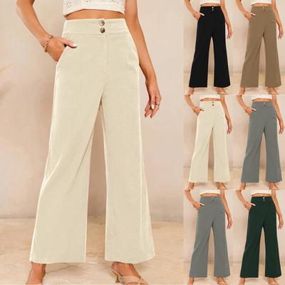 Women's Corduroy Pants Casual Women's Solid Color Corduroy Loose Straight Pants
