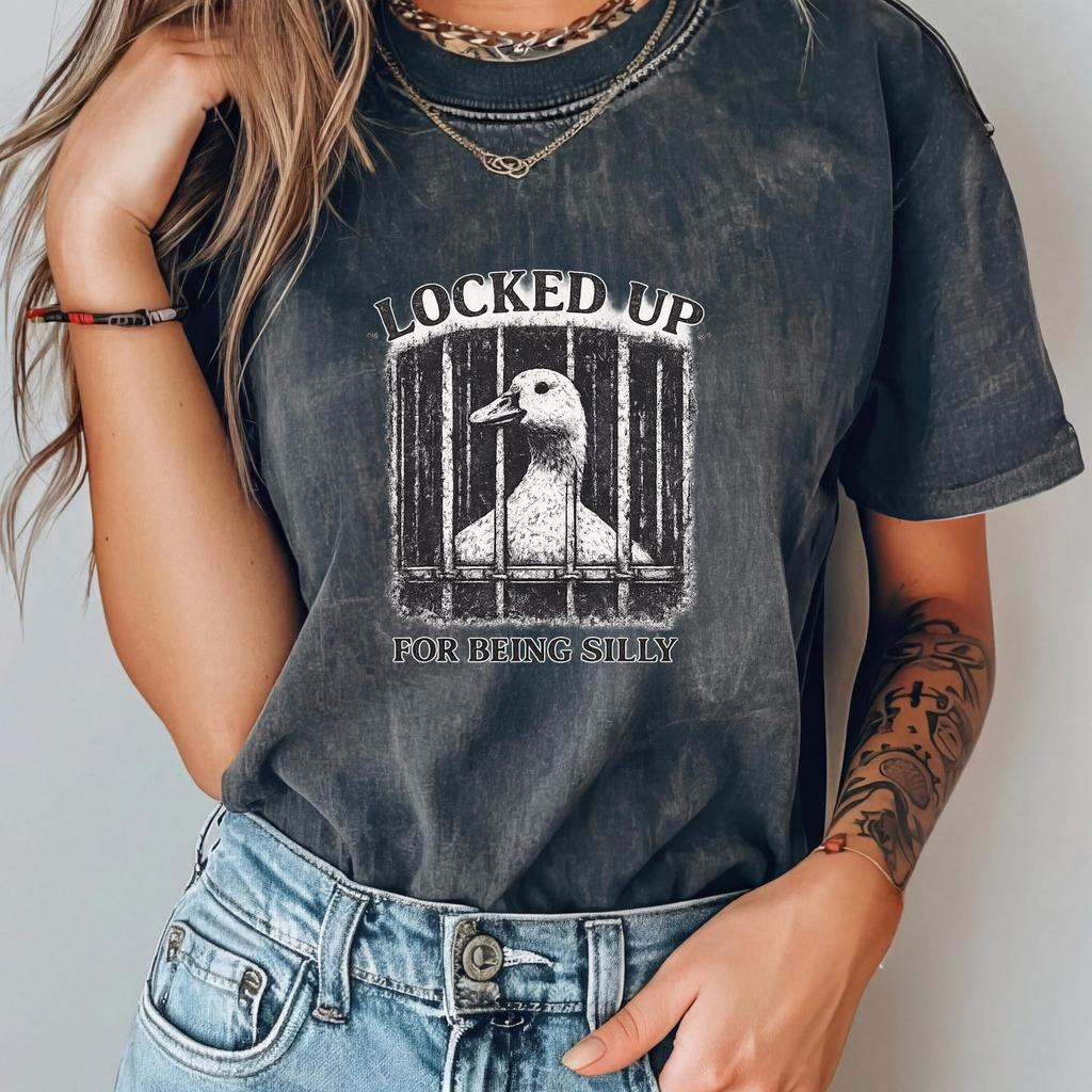 ZU ALBERN geworden Comfort Colors T-Shirt, Lustiges Gänse-Meme-T-Shirt, Dunkler Humor Tier-Grafik-T-Shirt Enthemmtes Humor-Shirt
