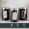 J1UL1N 3 PCS Kitchen Canister Set Black Stainless Steel Suitable For Sugar, Tea, Coffee, Etc -Multi Food Storage Jars