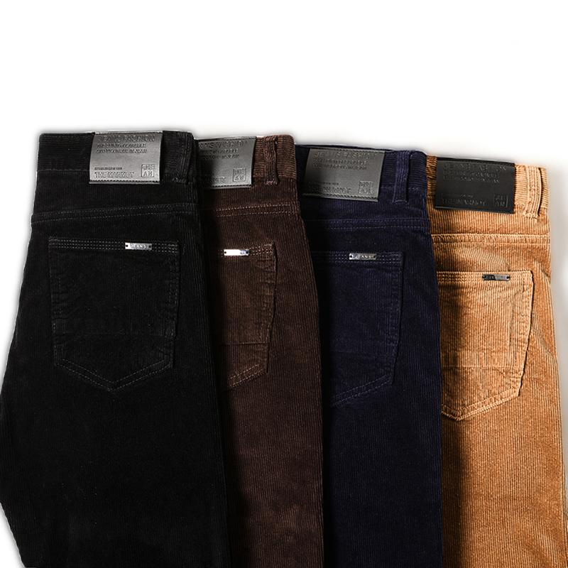 Winter Men's Warm Casual Pants Classic Style Fleece Thickened Corduroy Business Trousers Male Clothing