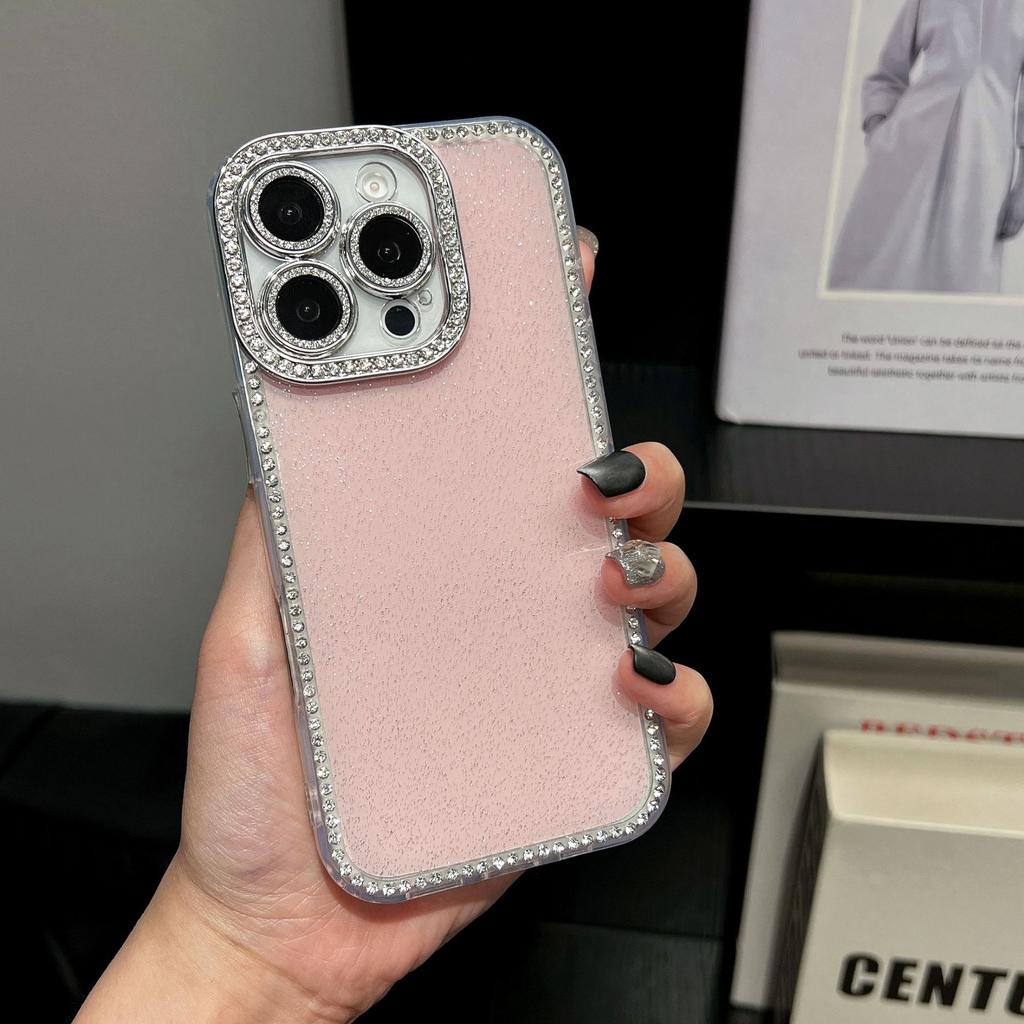Single-sided diamond glitter mobile phone case is suitable for Apple 16promax trend 15/14 light luxury flash diamond protective case 17PRO.