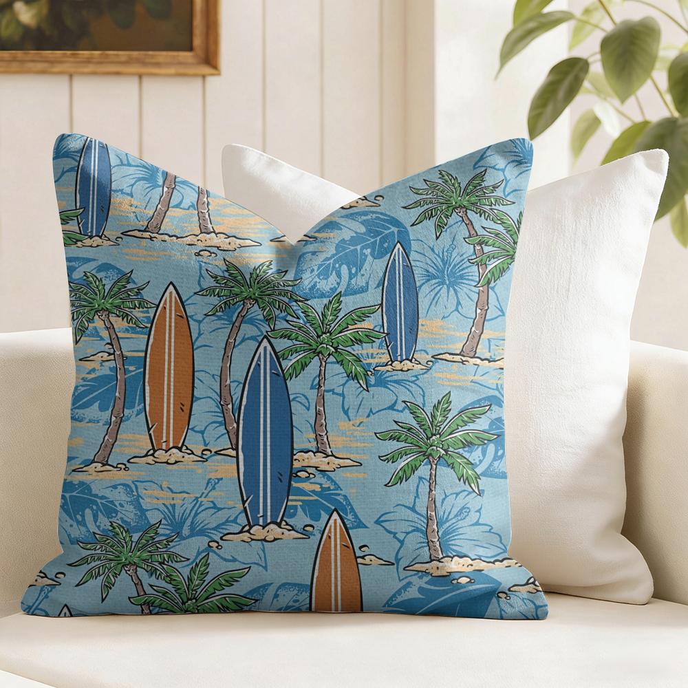 Surfing Pattern Cushion Cover Natural Linen Pillow Cover Double-Sided Print Cushion Cover For Sofa Home Decor