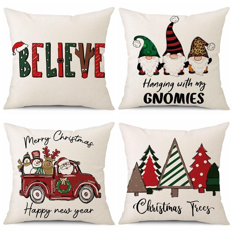 45cm Merry Christmas Cushion Cover Pillowcase 2025 Christmas Decorations for Home Ornament Happy New Year Christmas Decor 2026