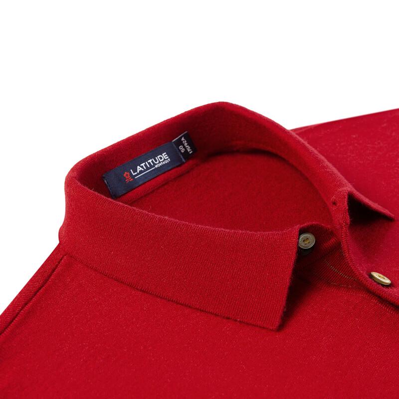 MONTAGUT Men's 32% Merino Wool Turn-down Collar Long Sleeve Sweater