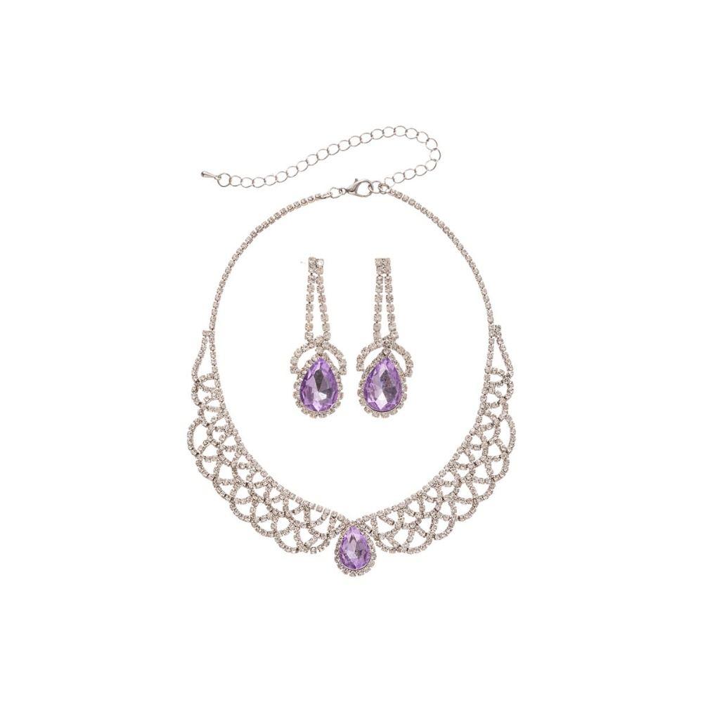 Ensemble Collier Boucles d'Oreilles Exquis Ensemble Collier Cristal Brillant Ensemble Bijoux Strass Mariage Banquet