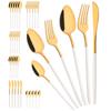 36Pcs Black Cutlery Sets Stainless Steel Knife Fork Spoon Tableware Dessert Mirror Flatware Set Festival Kitchen Dinnerware Gift