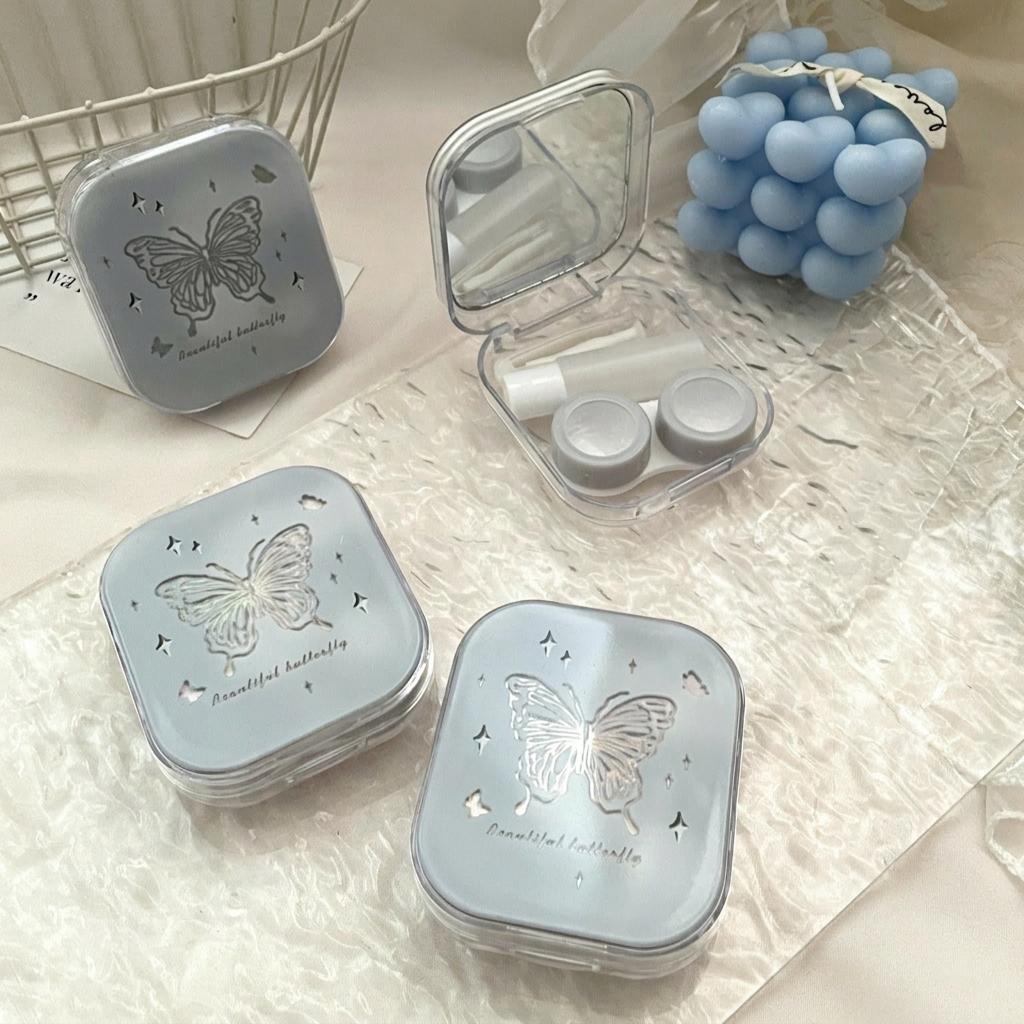 

Compact Travel Lens Case Compact Portable Lens Case Butterfly Contact Lens Box Elegant For Pocket Short Travel Long-Term Use