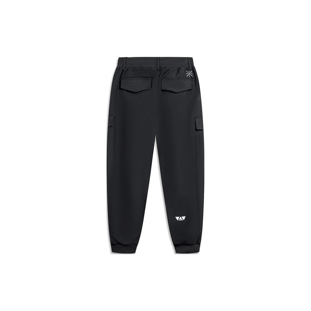 Li-Ning Wade Series Solid Color Multi-Pocket Cuffed Casual Pants Unisex Pants Black AKXT773-1