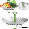 Cooking Food Steamer Insert Stainless Steel Folding Steamer Basket Expandable Veggie Steamer Anti-Rust Dishwasher Food Grade HD
