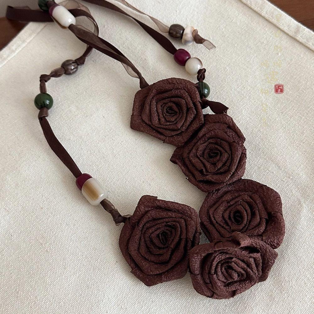 Rose Bohemian Floral Waist Rope Hair Accessories Ethnic Style Bead Waist Belt  Versatile