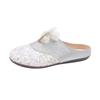Fashion 2025 New Closed Toe Women's Slippers Fashion Sequins New Mesh Plus Size Summer Outdoor Soft Bottom Butterfly-knot Flat Slippers