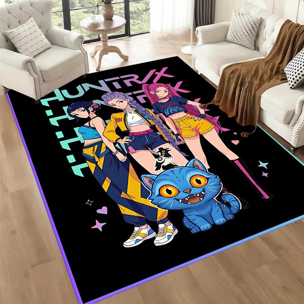 Huntrx: Future Bass Vibes Square rugs are a great choice for living rooms, bedrooms, home décor, and as gifts.