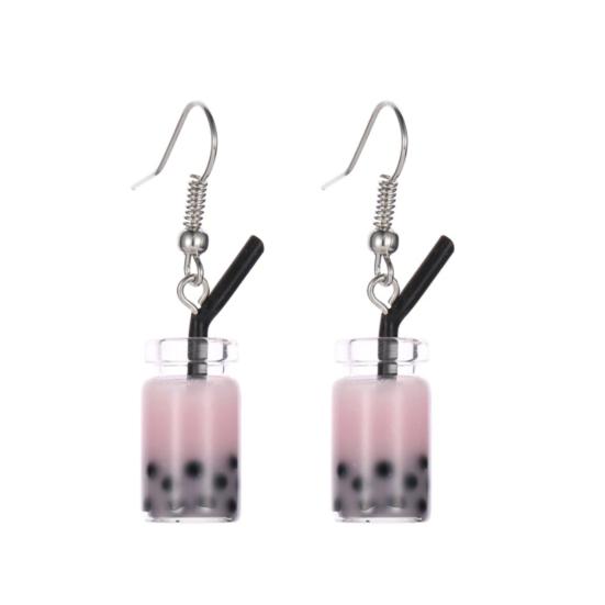

Hooks Earrings Bubble Tea Long Dangle Women Drink Drop Earrings Jewelry for Party розовый