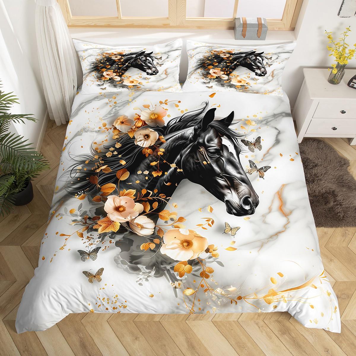 

Homewish Black White Wolf Duvet Cover Set for Couple,Romantic Red Rose Bedding Set,Happy Valentines Animal Bed Set DE XS 100x135cm 2pcs&set