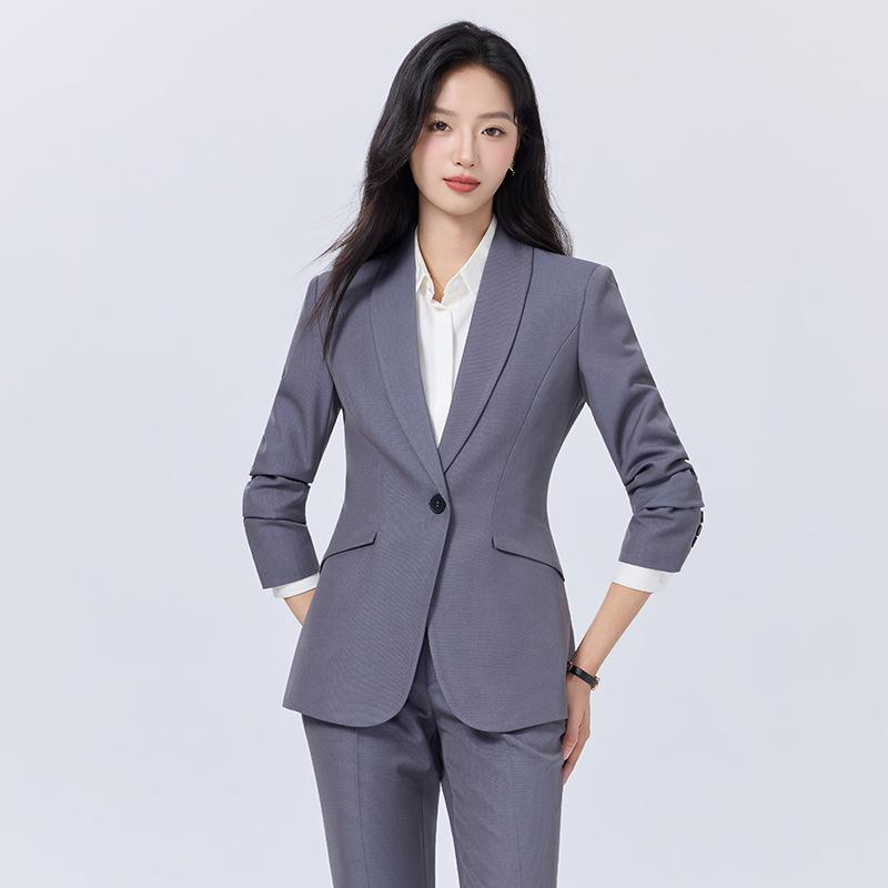 Women's Blue Suit Set for College Students: Spring/Autumn Interview & Professional Wear