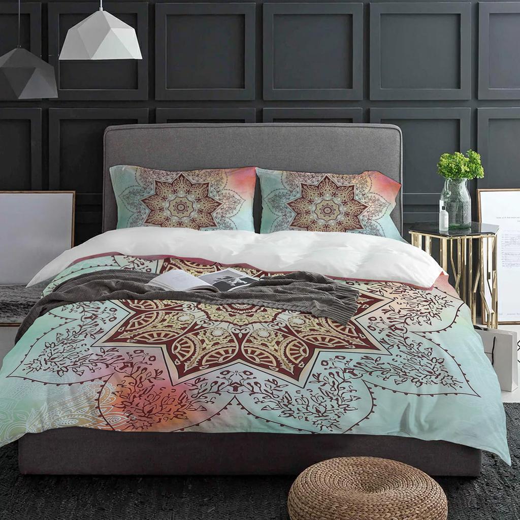 Mandala Gradient Flower Duvet Cover Bed Ložní prádlo Bytový textil Prošívané povlečení Povlaky na polštáře Ložnice Dvojlůžko Ložní prádlo Bez prostěradla