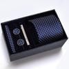Men's Formal Tie Gift Box: Five-Piece Set with Logo, 8cm Striped Black for Weddings and Business 