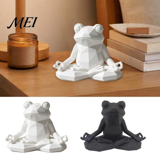 Kikkerbeeldje Yoga Beeldhouwwerk, 3D Geprint Mediterend Beeldje, Veelzijdig Makkelijk te Onderhouden Beeldje Zittend in Meditatie Standbeeld voor Bureau Planken Kamer Zen Decoratie