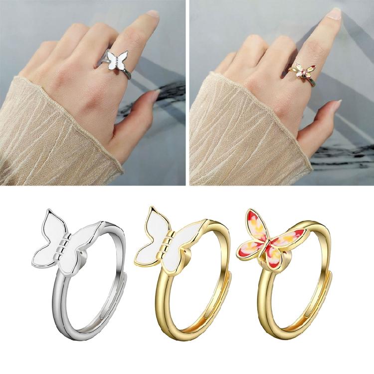 Fidget Spinner Adjustable Stacking Worry Ring for Butterfly Rotating Ring Jewelr