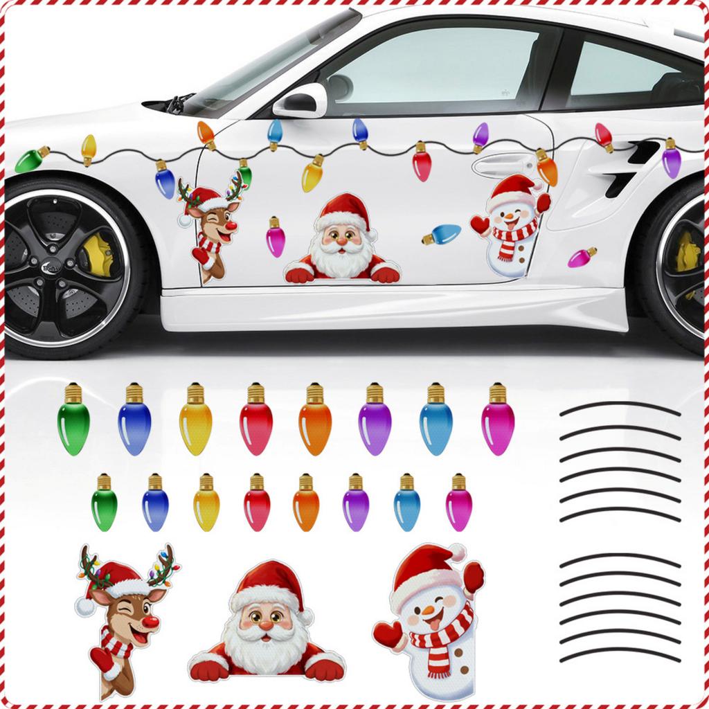 Weihnachts Reflektierendes Magnetisches Aufkleber-Set - Feiertags Glühbirnen-Magnete für Auto- und Kühlschrankdekoration