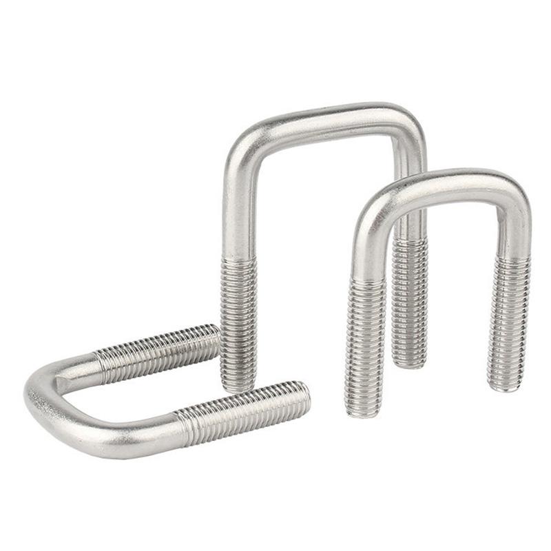M6 M8 M10 304 Stainless Steel Right Angle U-Shaped Square Clamp U-Shaped Screw U Bolt Fixing Clamp Bolt Pipe Clamps L:50-200mm