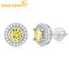 Zertifizierte 0,5 Karat gelbe Moissanit-Ohrstecker für Frauen, platinbeschichtete Sterlingsilber-Diamant-Ohrstecker, edler Hochzeitsschmuck