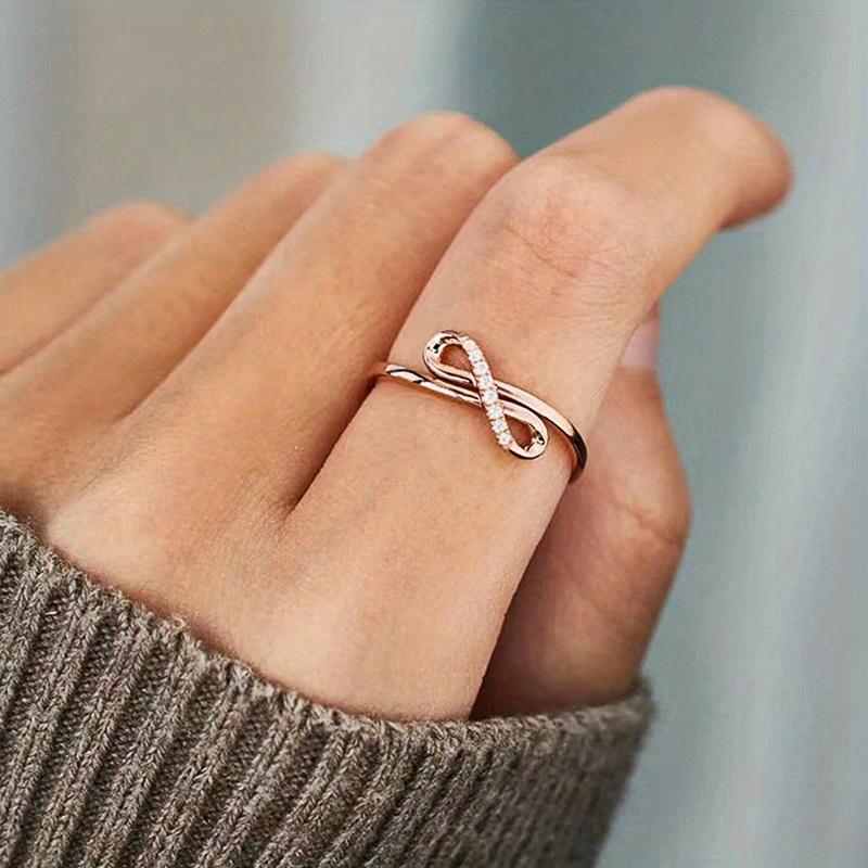 

1 шт. Кольцо с бантом-бабочкой с простым синтетическим цирконом, одинарное кольцо, стильные и изысканные аксессуары 10 розового золота