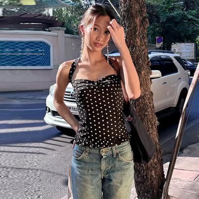 Gilet da collo Abbigliamento esterno da donna Sensazione da ragazza Colore a contrasto Scollo a V Vita Sottile Ragazza piccante Top
